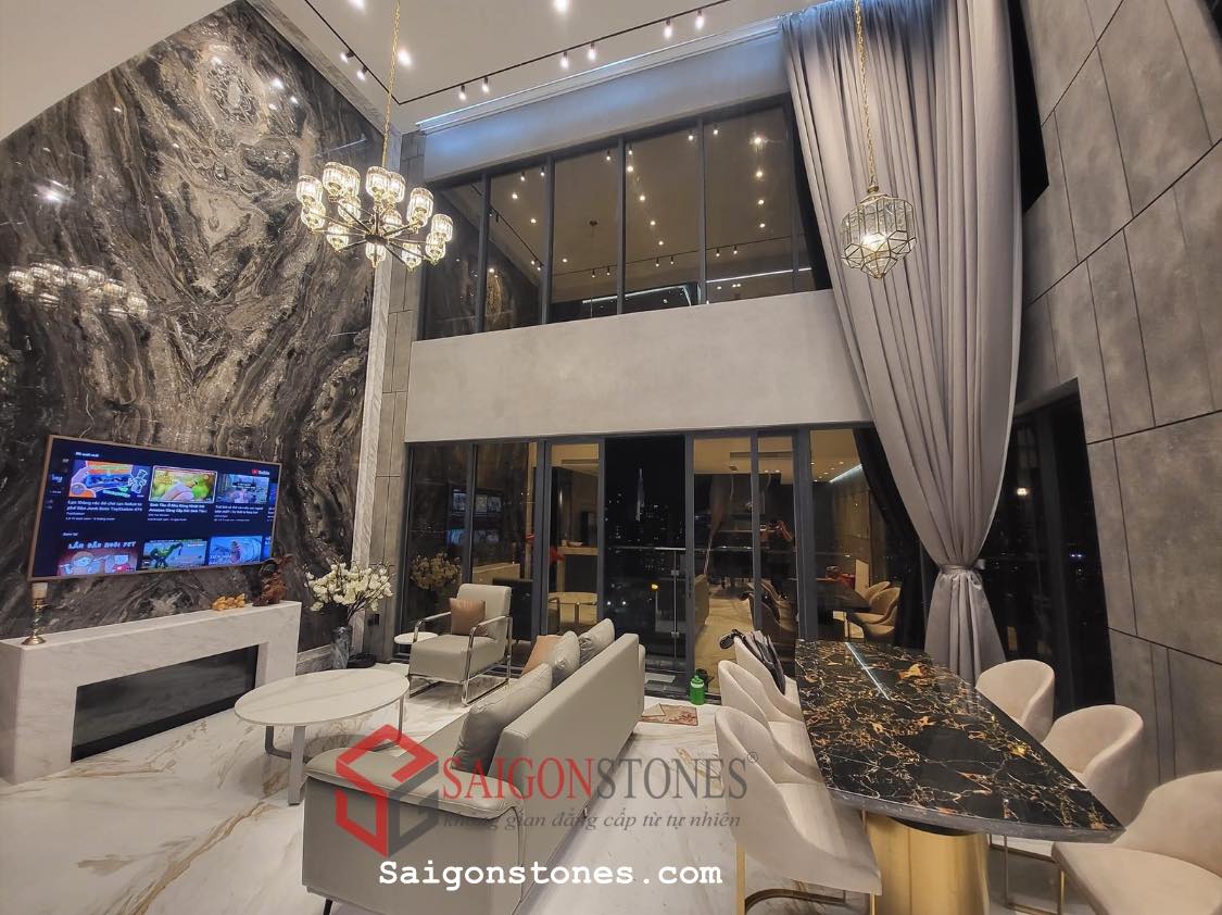 Tranh đá đối xứng 4 tấm