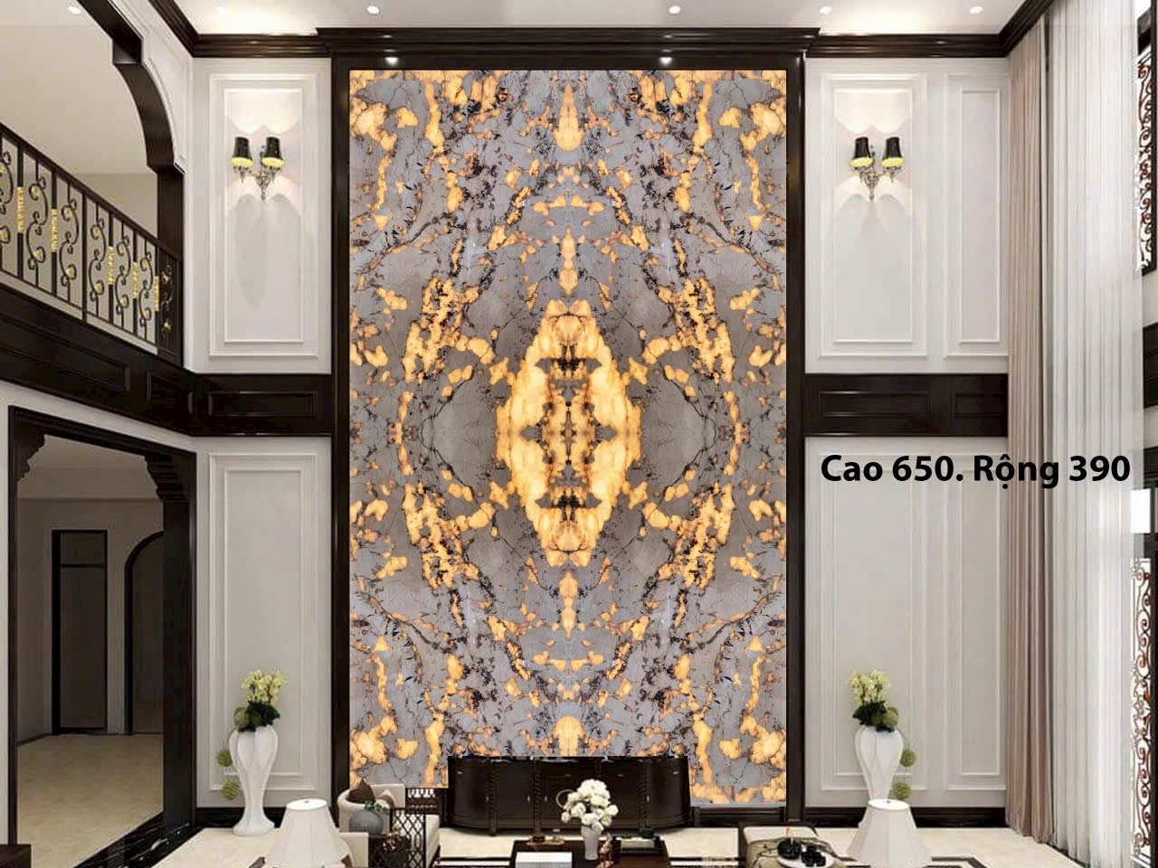 Tranh đá thạch anh thông tầng 4 tấm