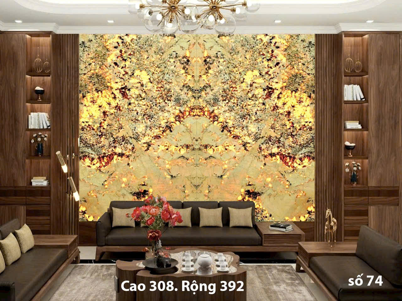 Tranh đá thạch anh 2 tấm đối xứng